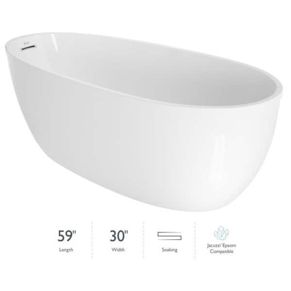 Jacuzzi Signature 60" Free Standing Acrylic Soaking Tub with Bed Bath